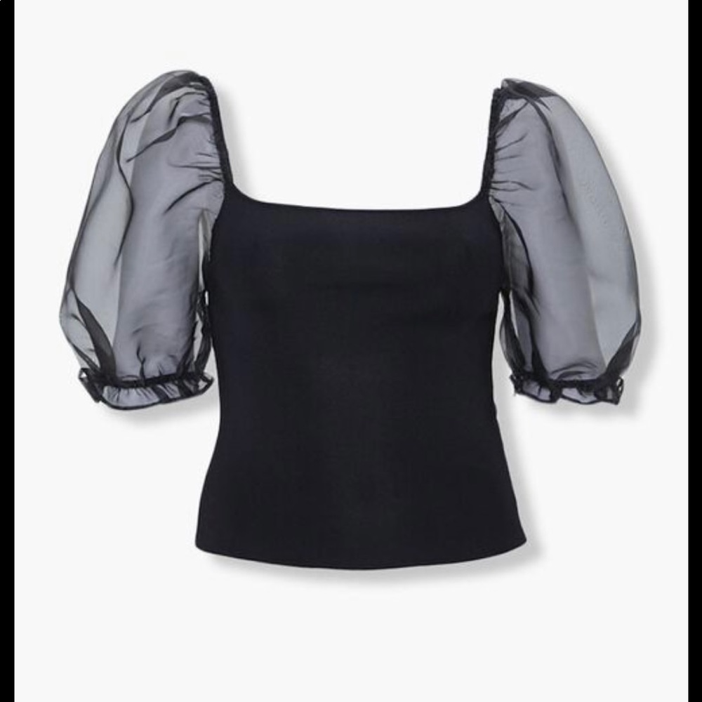 Black puff sleeve top